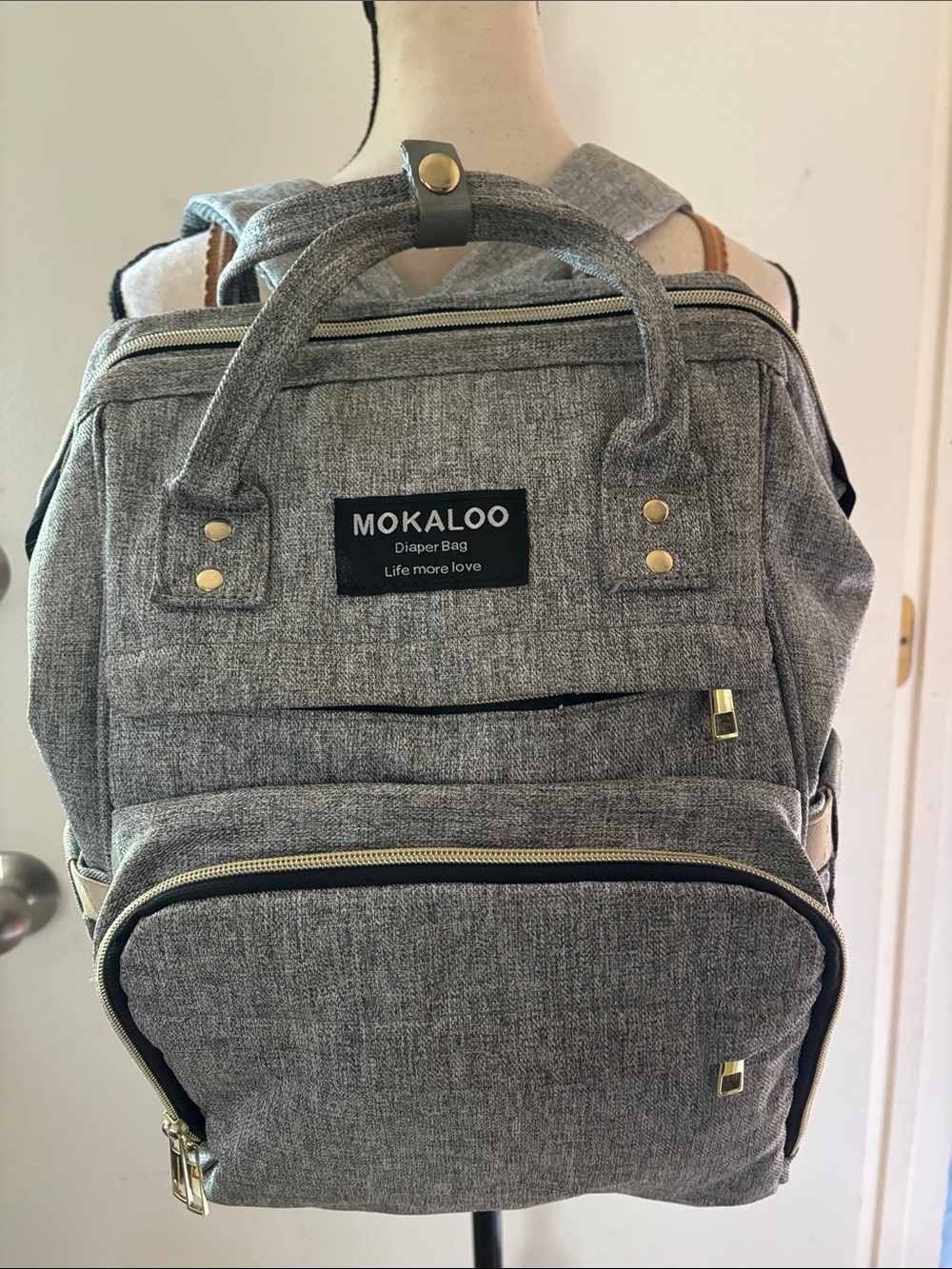 Baby diapers & organization canvas backpack in Gray